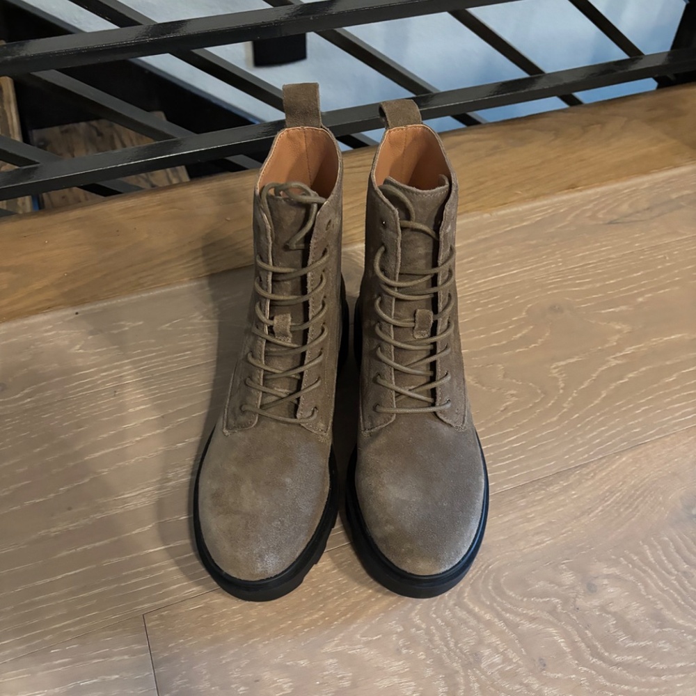 Madewell Brown Suede Lace-Up Combat Boots